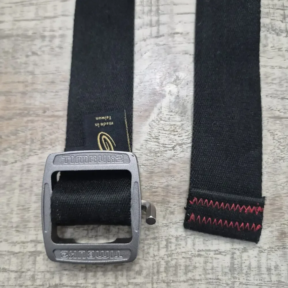 Timbuk2 Belt Canvas Black One Size Adjustable Unisex Metallic Nickel Buckle Logo